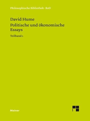 cover image of Politische und ökonomische Essays. Teilband 1